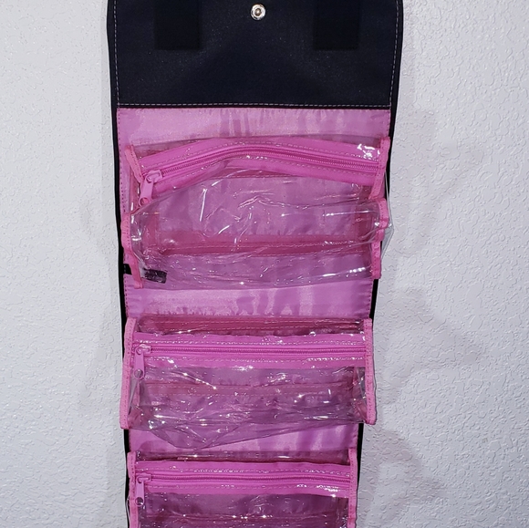 Mary Kay Black Pink Travel Zip Roll-up Bag Hanging Cosmetic Organizer